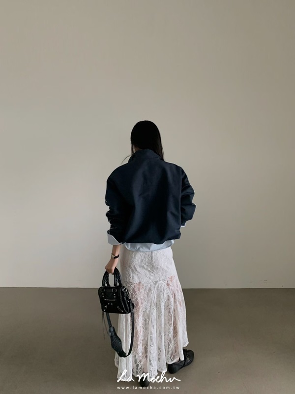 古董蕾絲花透膚魚尾裙
